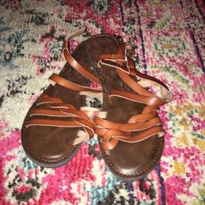 Strappy brown sandals